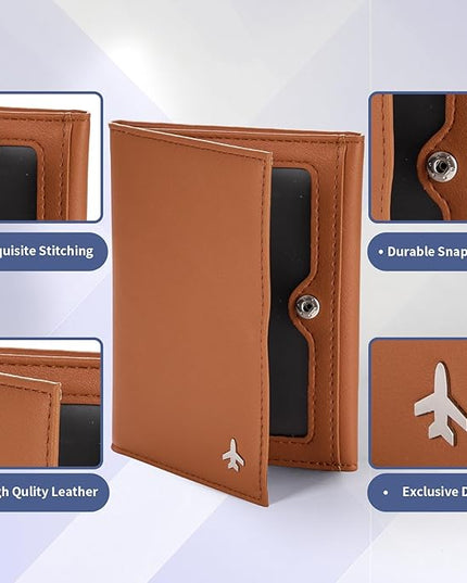 Pilot Wallet Passport Holder for Travel - RFID Blocking Genuine Leather Travel Document Holder with Gift Box Passport Wallet for Pilots Men and Women