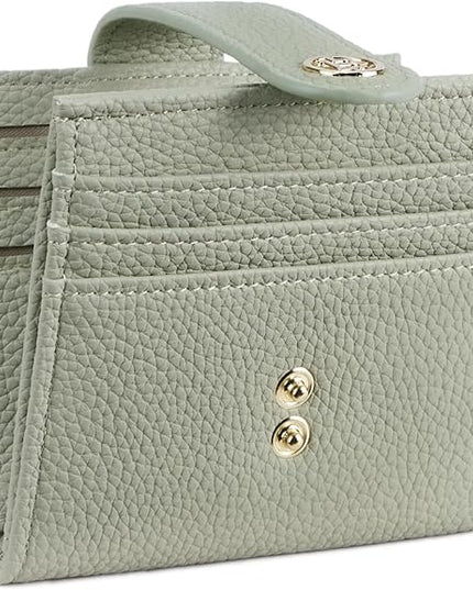 BOSTANTEN Slim Wallet for Women Small RFID Blocking Credit Card Holder Leather Bifold Wallets with Zipper Coin Pocket Light Green