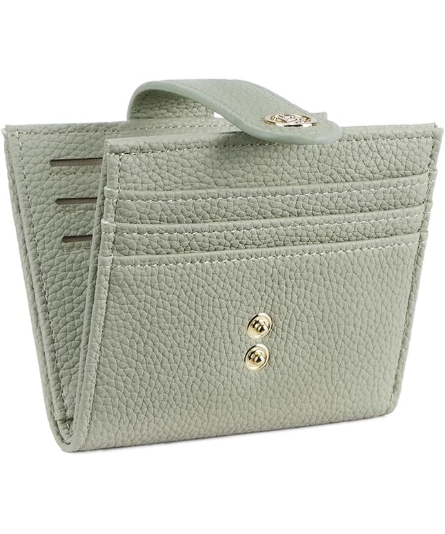 BOSTANTEN Slim Wallet for Women Small RFID Blocking Credit Card Holder Leather Bifold Wallets with Zipper Coin Pocket Light Green