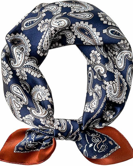 kcctoo 27.5" Mulberry Silk Feeling Head Scarf Women's Fashion Square Neck Satin Scarfs for Bag Hair Scarves Gift
