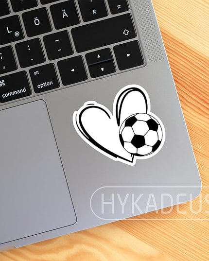 (3Pcs) Soccer Stickers Waterproof Vinyl Soccer Heart Decals for Water Bottle, Tumbler, Laptop, Phone Case, Scrapbooking, Team Players, Coach, 3" x 2.8"
