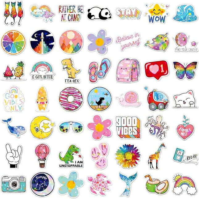100 Cute Assorted Animal Holographic Stickers – Fun Sparkly Glitter Kawaii Bulk Variety Pack, Waterproof Vinyl Decals for Girls, Kids & Teens, Great for Water Bottles, Classroom Rewards, Luggage