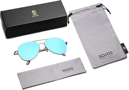 SOJOS Classic Aviator Sunglasses for Women Men Metal Frame Spring Hinges SJ1030
