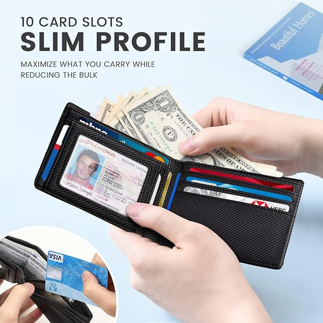 Zitahli Mens-Wallet-Slim-Leather-RFID Blocking Wallet for Men Minimalist Bifold Credit Card Holder with Gift Box