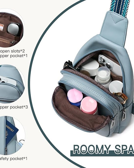 7L Sling Bag for Women Men Vegan Leather Crossbody Bags Fanny Pack Purse Backpack Over Shoulder Bag Travel Anti Theft