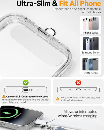 4-IN-1 Phone Lanyard + Wrist Strap, 2PCS Adjustable Length Cell Phone Lanyard with 2 Tether Tabs for iPhone,Smartphones