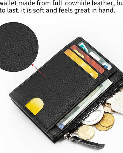 ilovever Slim Wallet for Women Small Leather RFID Blocking Credit Card Holder Minimalist Wallet with Coin Purses & Pouches,S Black