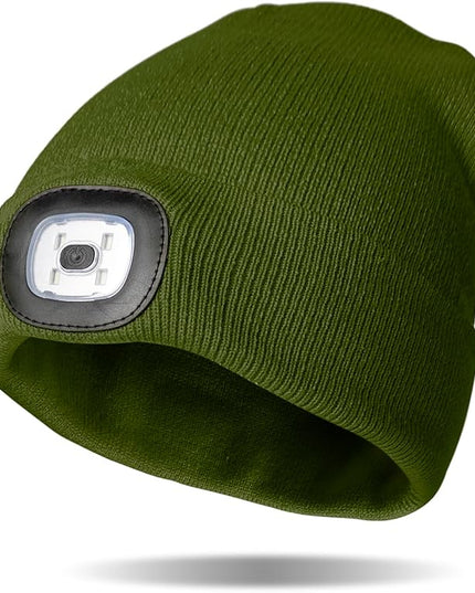 Night Scope Classic Rechargeable LED Warm Knit Beanie Head Light Hat Headlamp for Outdoor Activities