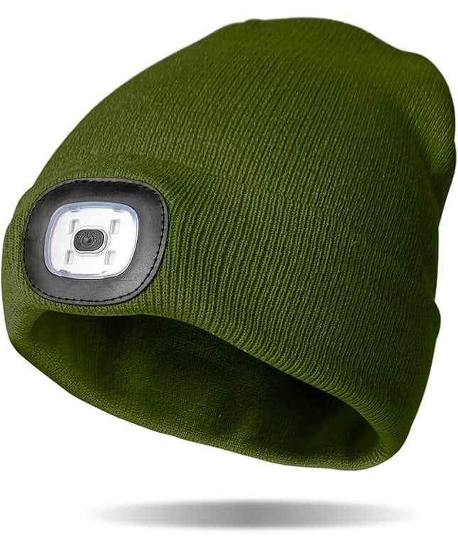 Night Scope Classic Rechargeable LED Warm Knit Beanie Head Light Hat Headlamp for Outdoor Activities