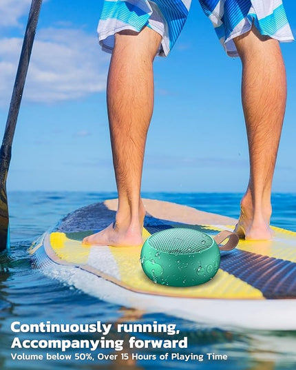 IPX7 Waterproof Shower Portable Bluetooth Speaker, Small Speaker Wireless Bluetooth with Loud Sound, Support TF Care/Built-in Mic- for Carabiner, Beach, Camping, Hiking, Pool, Great Gift (Green)