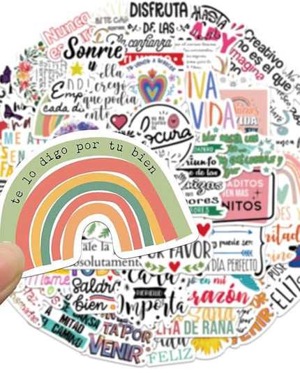 50PCS Spanish Motivational Stickers, Positive Quote Water Bottle Stickers, Waterproof Vinyl for Laptop Journal Scrapbook, Teens Adults Kids