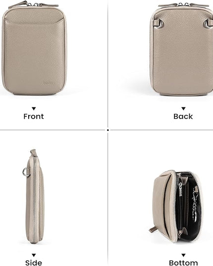 befen Genuine Leather Crossbody Cell Phone Purse for Women, Small Zip Around RFID Blocking Crossbody Wallet Bags