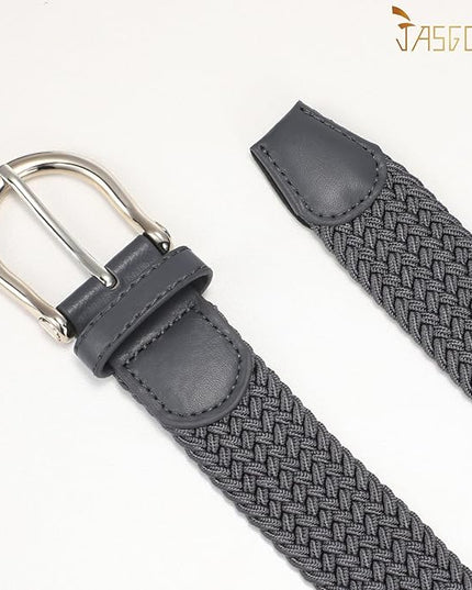 JASGOOD Women Elastic Braided Woven Belt Stretch Canvas Casual Belt 1.4'' for Golf Jeans Pants