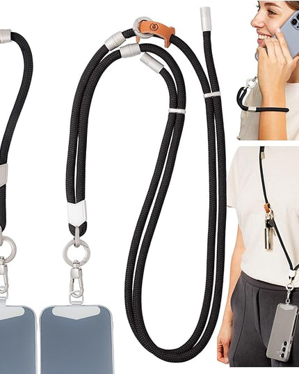 Pulpo 2 in 1 Anti Theft Phone Lanyard and Wrist Strap for iPhone and Android, Adjustable Cell Phone Leash and Universal Tether, Hands Free Strap for Travel Running and Everyday Use, Black