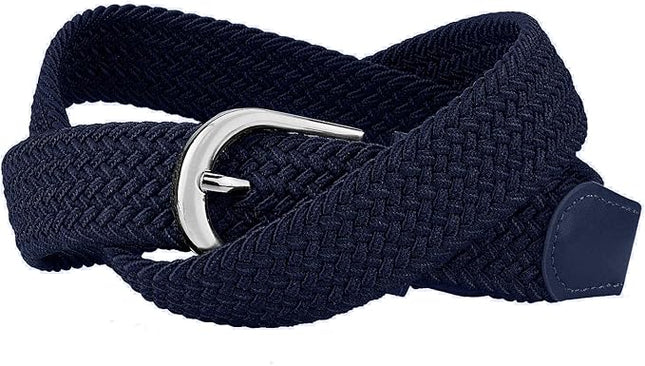 Falari Men Women Multicolored Elastic Stretch Braided Belt Canvas Fabric Woven No Holes Belt