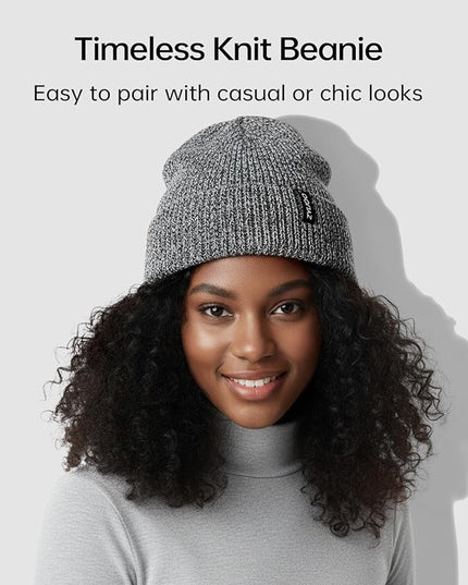 Zylioo Plus Size Fleece Lined Beanie Hat,2XL/XL/L/M/S Thermal Knitted Hat,Winter Warm Lined Snow Hats for Women Men