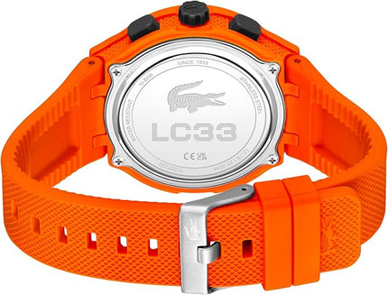 Lacoste LC33 Men's Analog-Digital Watch – TR90 Case, World Clock, Stopwatch, Alarm, Backlight, Textured Silicone Strap, Premium Fashion Timepiece - Gift for Him - 45mm