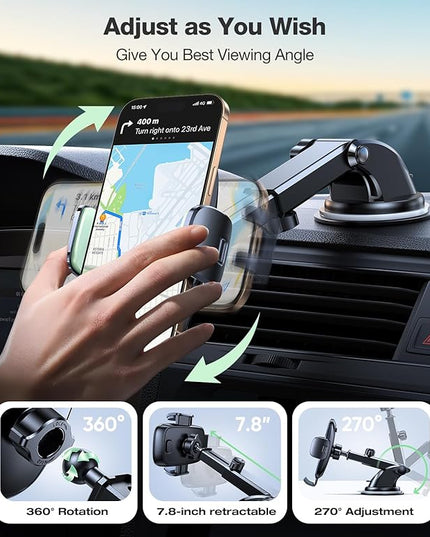 TORRAS 2026【Strongest Suction & Ultra-Durable】 Phone Holders for Your Car,【Patent & Safety Certs】 Car Phone Holder Mount Truck Stand for Dashboard Windshield Vent for iPhone 17 16 15 14 13, Sage