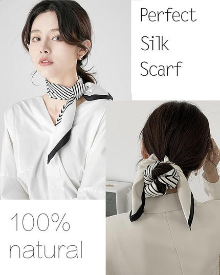 kcctoo 27.5" Mulberry Silk Feeling Head Scarf Women's Fashion Square Neck Satin Scarfs for Bag Hair Scarves Gift