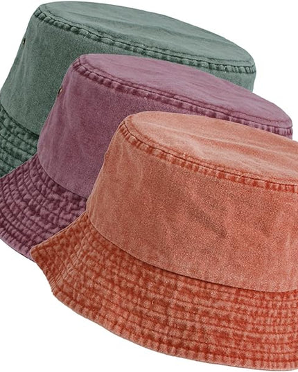 kozinu Washed Cotton Bucket Hats Packable Summer Outdoor Cap Travel Beach Sun Hat Plain Colors for Men Women