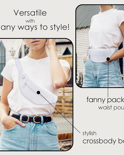 MAXTOP Large Crossbody Fanny Pack with 4-Zipper Pockets,Gifts for Enjoy Sports Festival Workout Traveling Running Casual Hands-Free Wallets Waist Pack Phone Bag Carrying All Phones