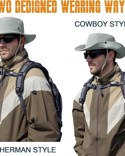 Sun Hats for Men Women Fishing Hat UPF 50+ Quick Dry Foldable Bucket Hat Adjustable Safari Hat for Beach Hiking