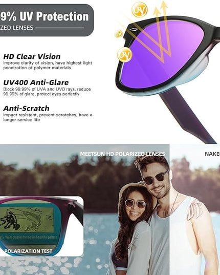 MEETSUN Polarized Sunglasses for Women Men Classic Retro Square Frame Driving Sun Glasses UV Protection