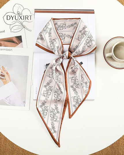 Head Scarf Purse Handle Neck Satin Hair Scarfs For Bag Lightweight Silky Long Thin Women's Fashion Scarves 59 * 5.9”