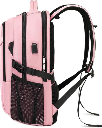 DUSLANG 17 Inch Laptop Backpack for Travel Water Resistant College Backpack for Women Laptop Bag with USB Charging Port,Pink A