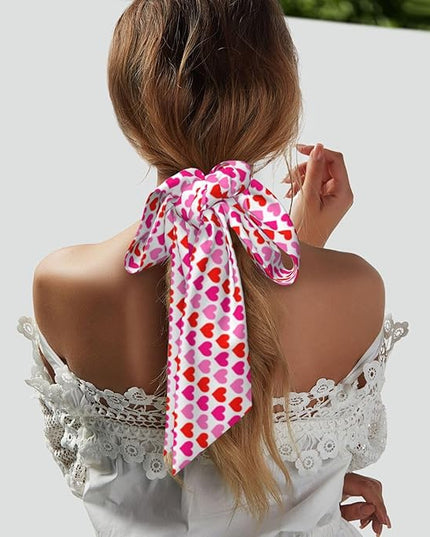Valentine Red Hearts Bandanas Head Scarf For Women Hair Scarves Accessories Lightweight Fashion Wrap Neck Headscarf