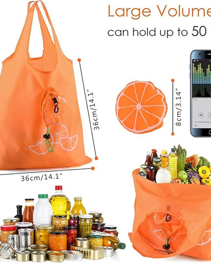 20 Pack Reusable Shopping Bags,Bulk Foldable Portable Reusable Grocery Bags Lightweight Polyester Grocery Shopping Tote Bag (Fruit)