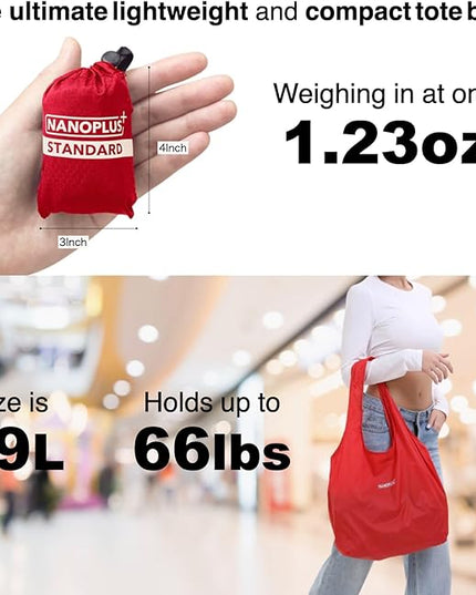Compact Reusable Grocery Tote Bag – Lightweight, Foldable & Packable Shopping Bag for Travel