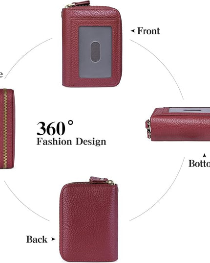 GOIACII Small Genuine Leather Wallet for Women, RFID Blocking Card Holder Wallet