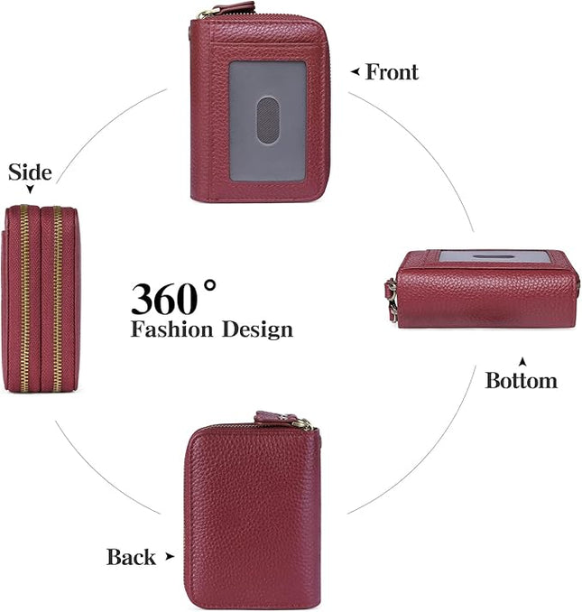 GOIACII Small Genuine Leather Wallet for Women, RFID Blocking Card Holder Wallet