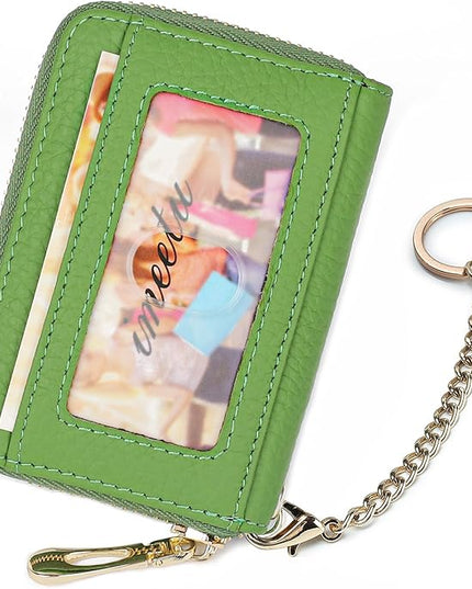 imeetu RFID Credit Card Holder, Small Leather Zipper Card Case Wallet for Women