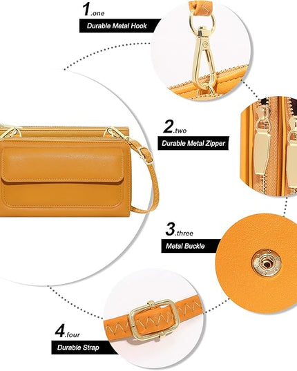 KUKOO Small Crossbody Bag Cell Phone Purse Wallet with Credit Card Slots for Women