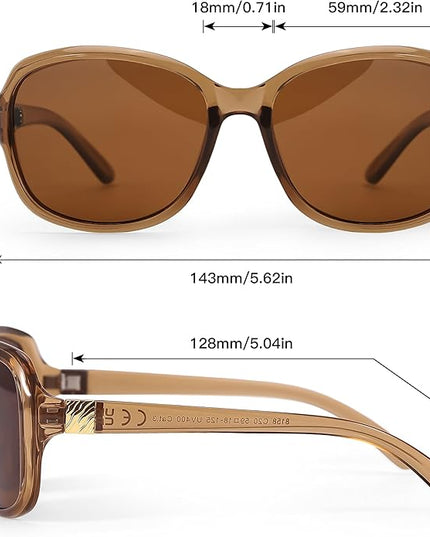 SIPHEW Polarized Sunglasses for Women | Vintage Square Sunglasses w UV400 Protection | Womens Wraparound Shade