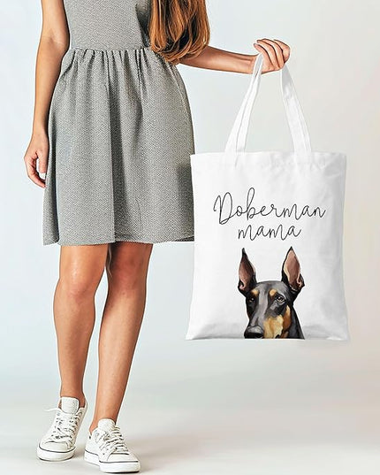Dog Mama Canvas Tote Bag for Women, Dogs Lover Gift for Dog Mom, Birthday Christmas Cute Rottweiler Gifts For Women.