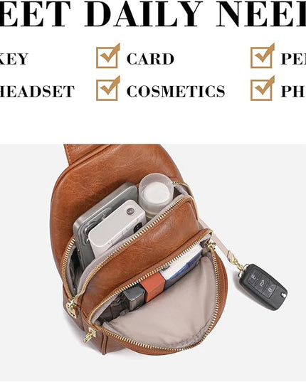 Anti Theft Crossbody Bags for Women Leather Sling Bag Cross Body Travel Purse Chest Bags Fanny Pack Gift Teen Girl