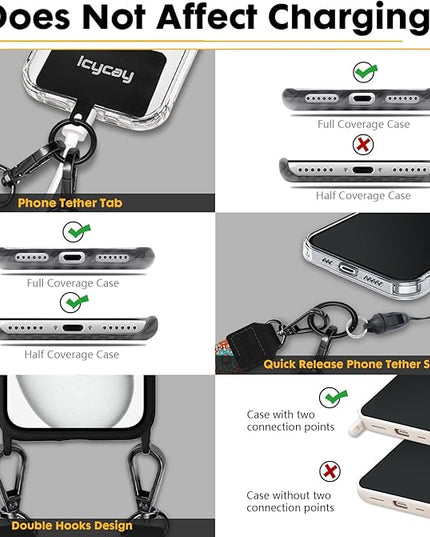 Phone Lanyard Crossbody, Boho Cell Phone Strap for Around The Neck Adjustable, Anti Theft Cute Lanyard for iPhone Case ID Holder Keys Accessories Travel Essential