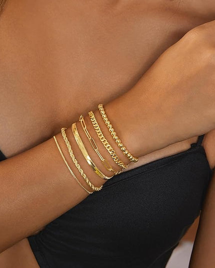 18K Gold Plated Bracelets for Women Dainty Gold Bangle Cuff Bracelets Non Tarnish Love Friendship Jewelry Gifts