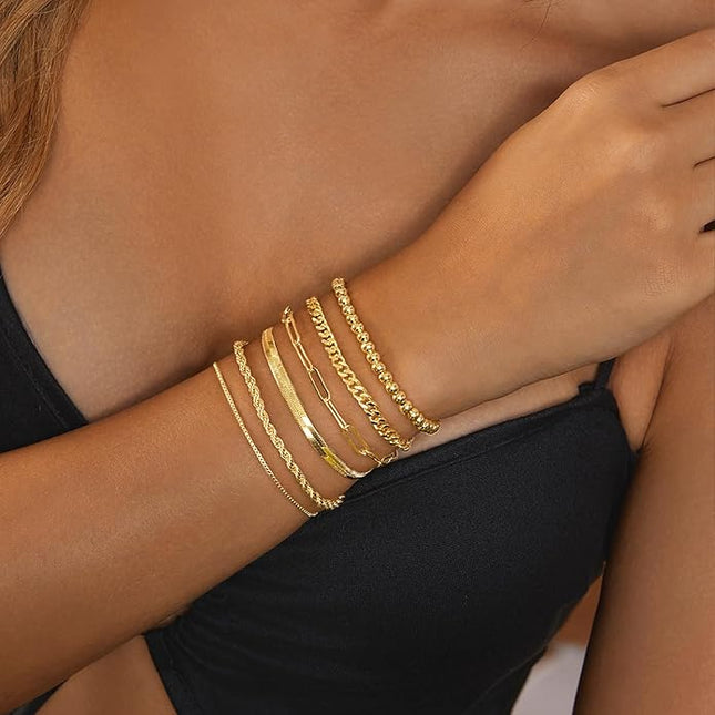 18K Gold Plated Bracelets for Women Dainty Gold Bangle Cuff Bracelets Non Tarnish Love Friendship Jewelry Gifts