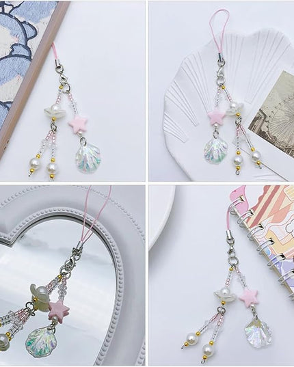 Beaded Shell Phone Chain Charm for Women Bohemian Design Strap Accessory Lanyard for Keys and Bags for Daily Use