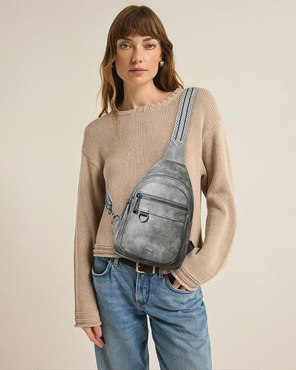 7L Sling Bag for Women Men Vegan Leather Crossbody Bags Fanny Pack Purse Backpack Over Shoulder Bag Travel Anti Theft