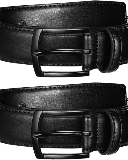 Men's Belt 2Pack Genuine Leather Belt for Men Dress Casual Golf Jeans Pants 1 3/8"