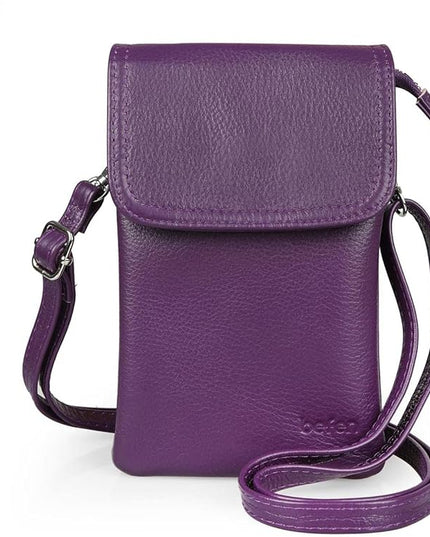 befen Genuine Leather Small Crossbody Bags for Women Cell Phone Bag Cross Body Purses,Silver Zipper
