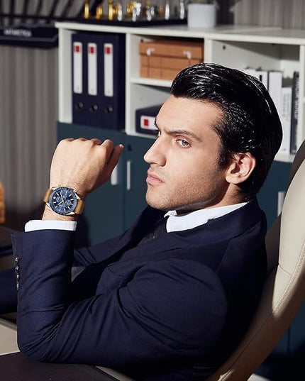 BY BENYAR Watch for Men Analog Quartz Chronograph Waterproof Luminous Designer Mens Wrist Watches Business Work Sport Casual Dress Watch with Silicone Strap Elegant Gifts for Men