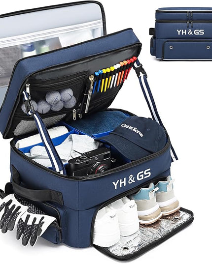 Golf Trunk Organizer, 3 Layer Golf Accessories for Men, 2 Pair Shoes Separate Ventilated Compartment Golf Organizer for Car, Balls, Clothes, Gloves, Accessories Golf Gifts