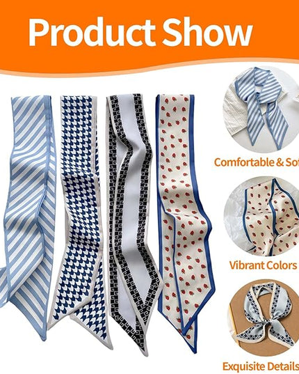24PCS Fashion Scarves for Women Multifunctional Neck Scarves Purse Scarf Headbands for Bags Hair Accessories