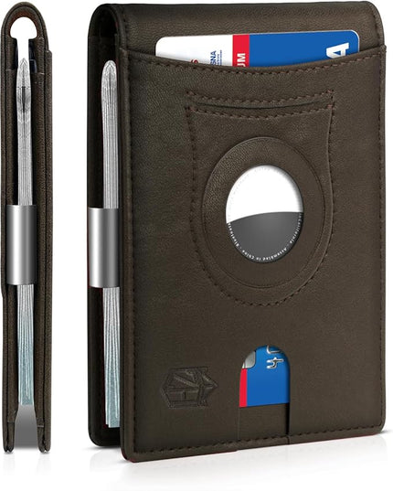 Zitahli Men's Wallets Airtag Holder Slim Rfid Leather with Gift Box